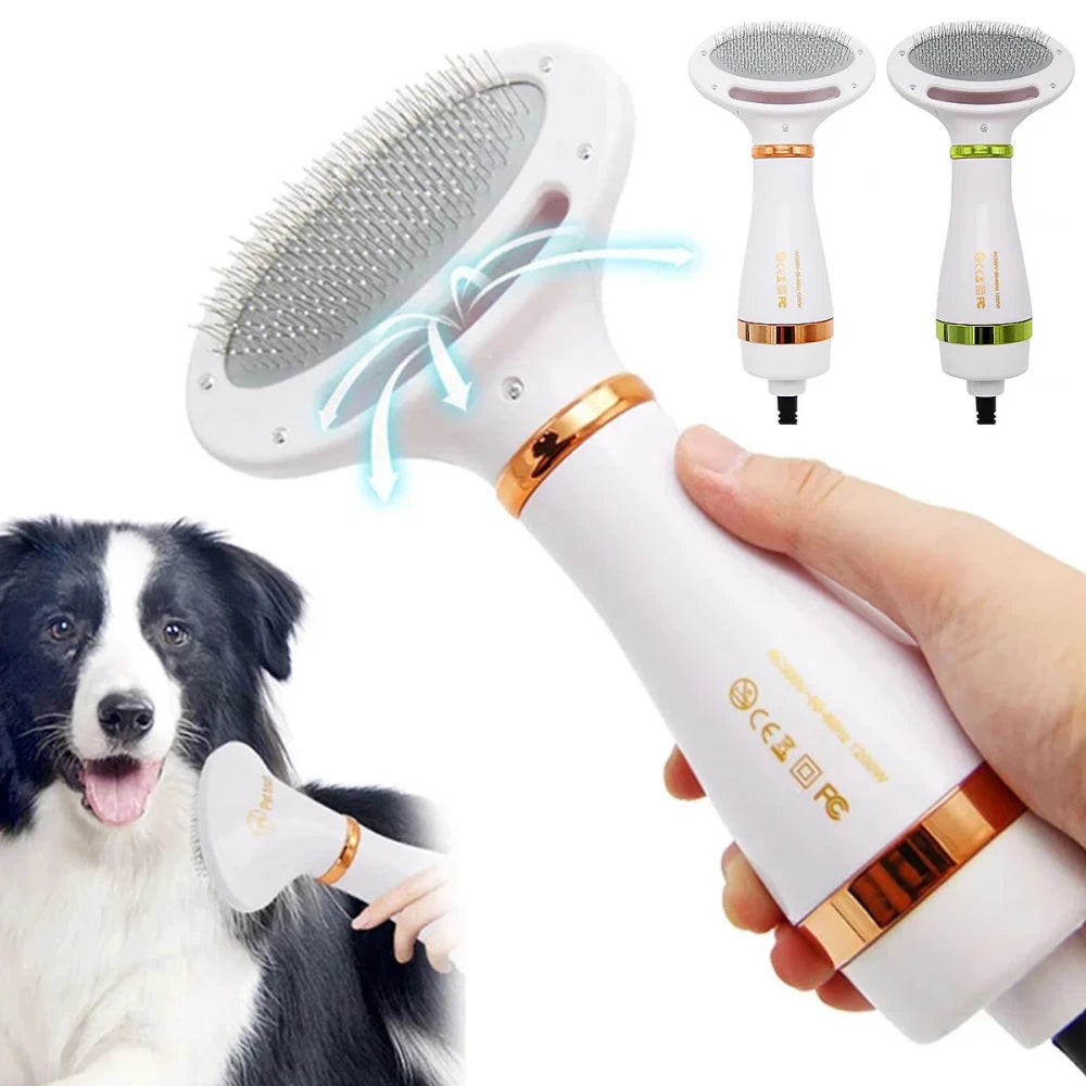 Two-in-one Pet Hot Air Comb Dog Cat Hair Comb Pet Electric Beauty Comb Hair Dryer One-click Hair Removal